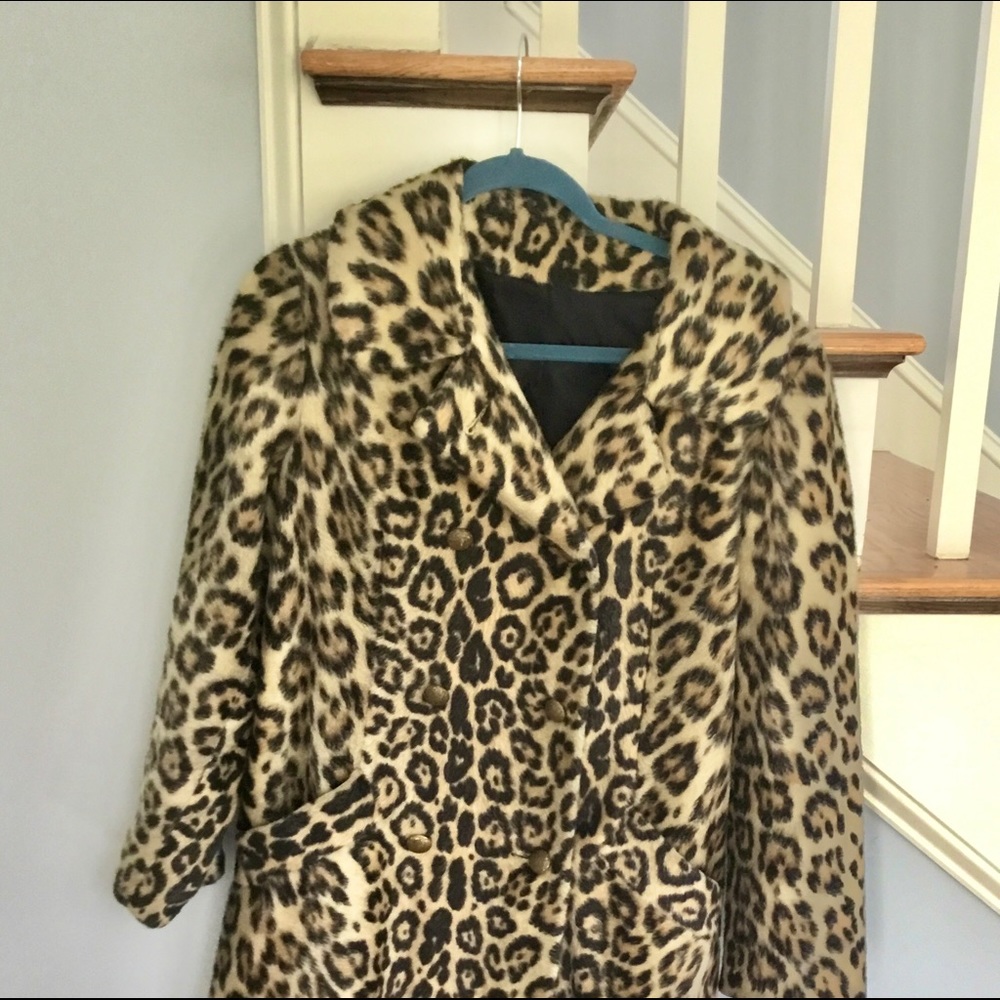 Vintage Safari Faux Leopard Cheetah Fur Coat M/L